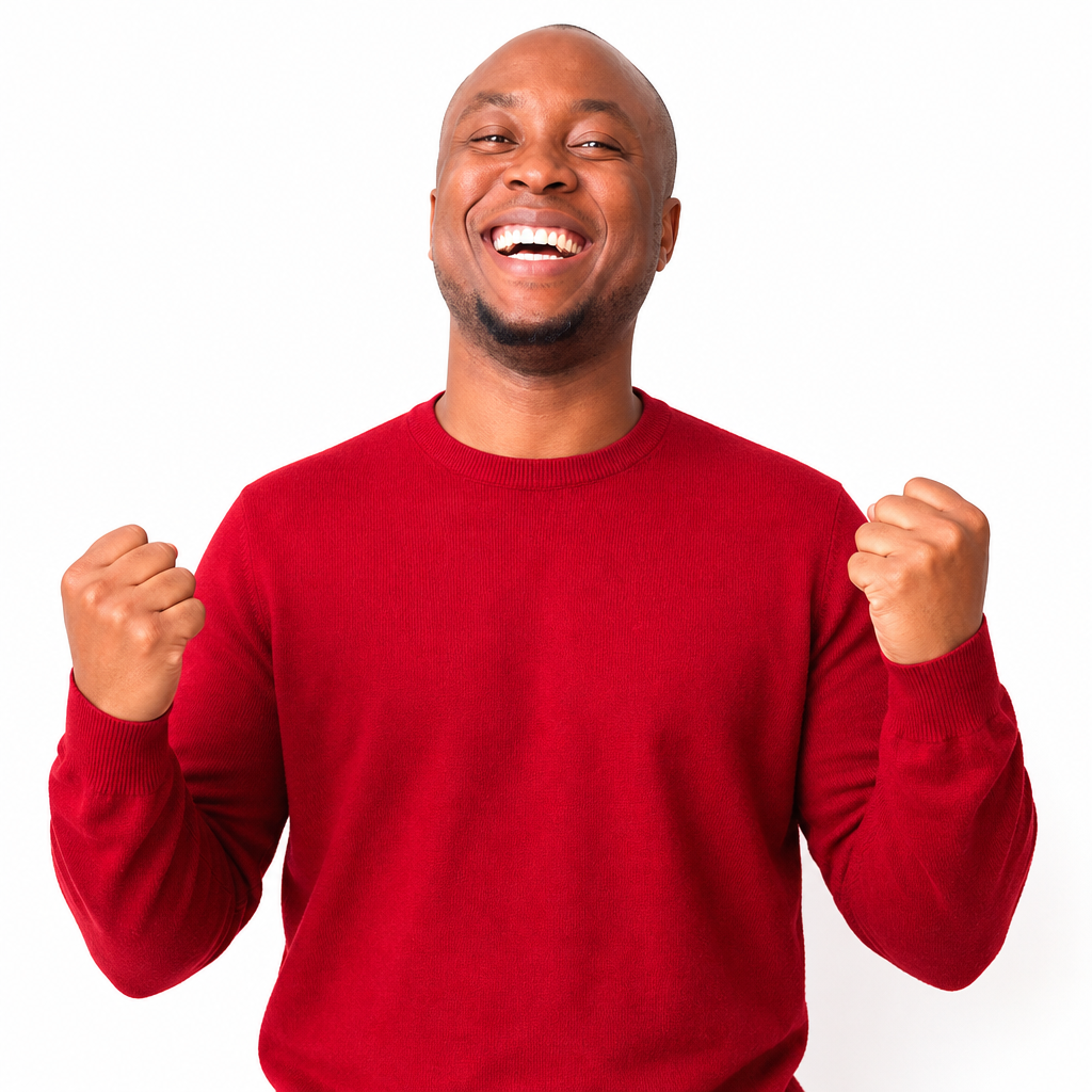 Jackson Ezekiel, Brand Affiliate for 7FDCOF in South Africa, celebrating his success with the community