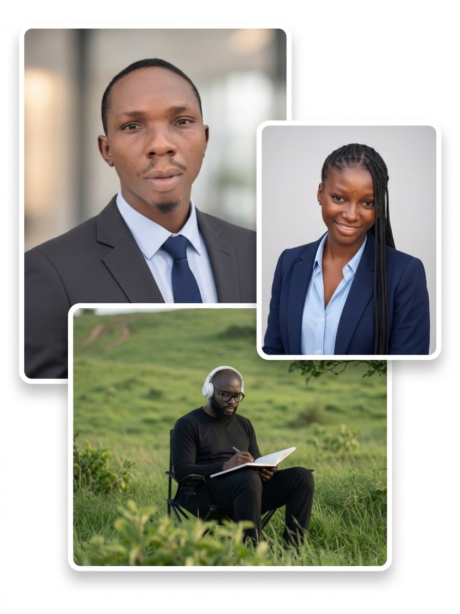 7FDCOF brand affiliates community collage, real African creators including Martins building digital product creation and passive income online together